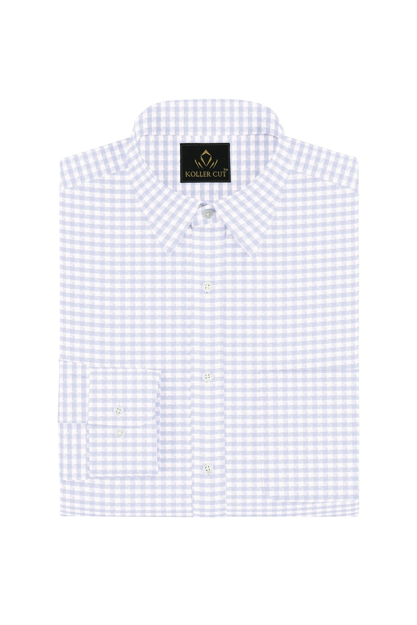 White with Ice Blue Jacquard Gingham Checks Premium Cotton Shirt