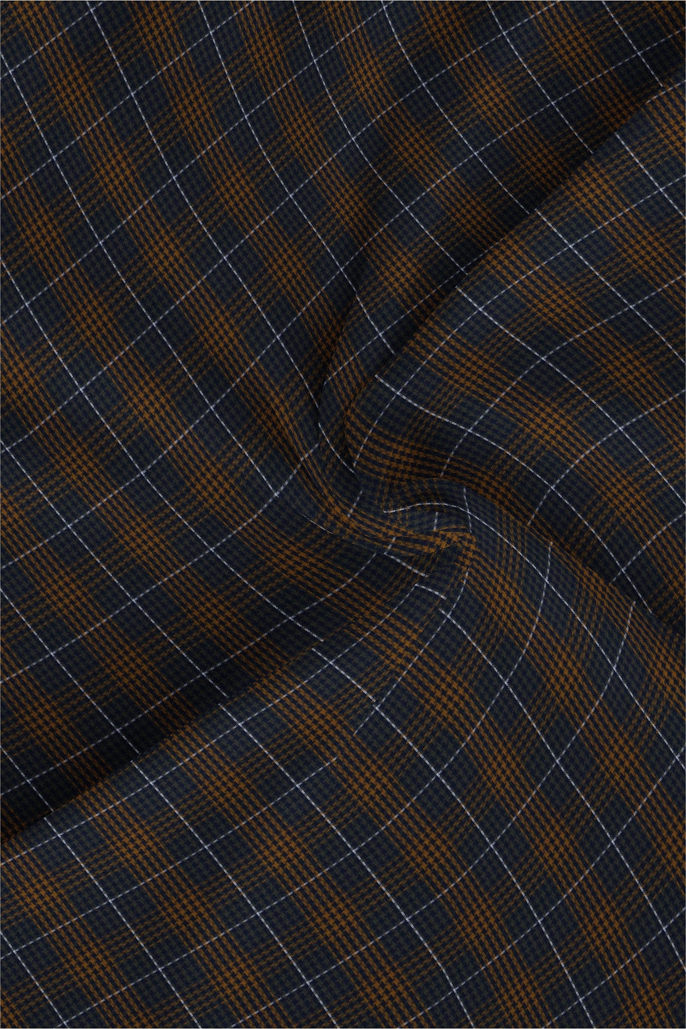 Monaco Blue with Buckthorn brown and Capulet Olive Green Hounds tooth Checks Premium Cotton Shirt Plus size Shirt in India