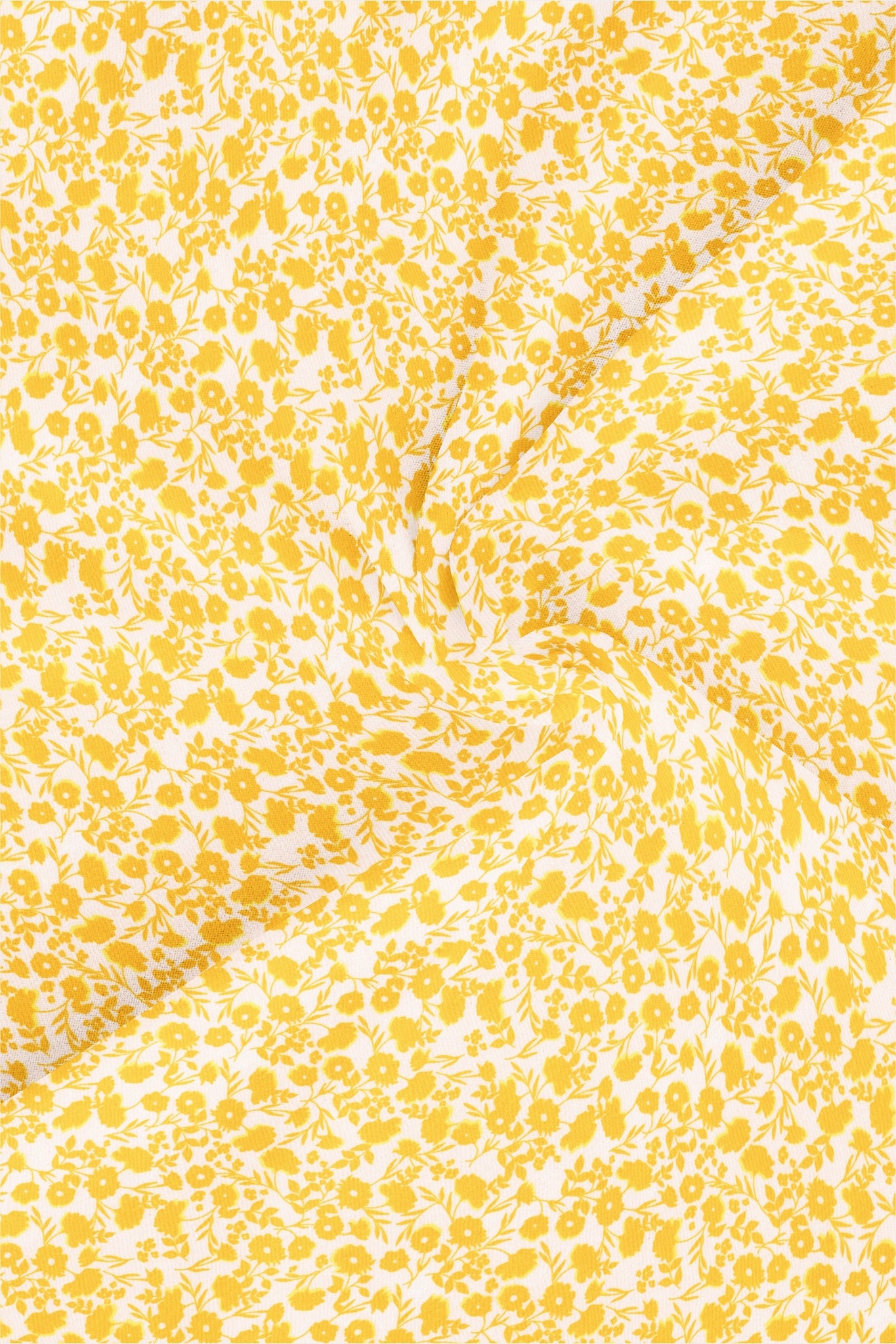 White and Daffodil Yellow Flower Printed Cotton Shirt