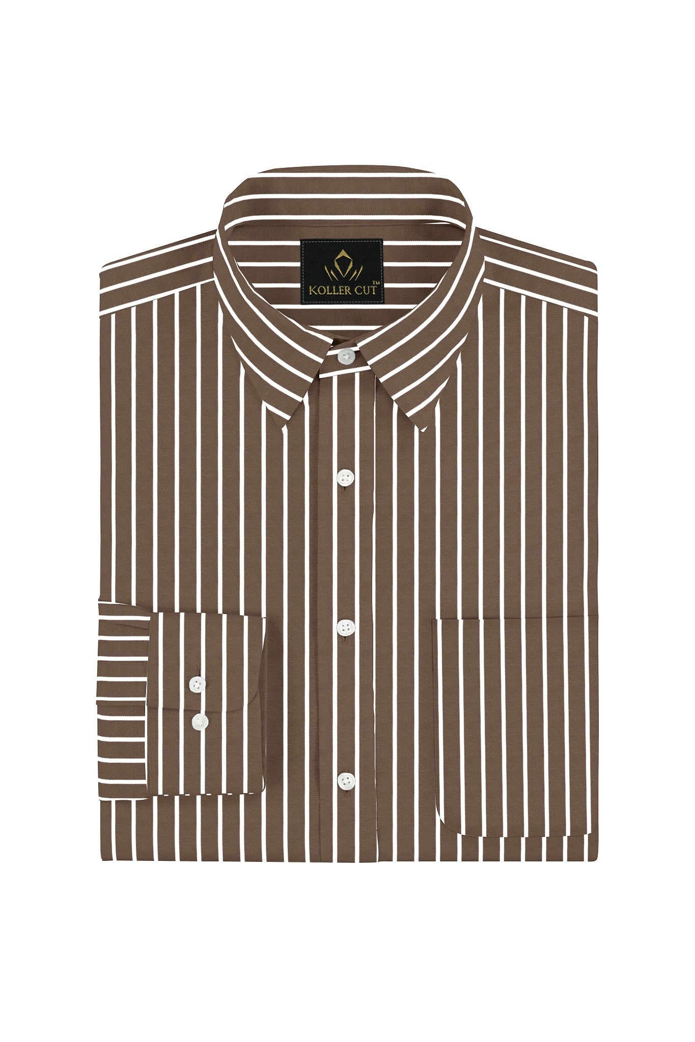 Tortilla Brown and White Pinstripes Men's Cotton Shirt