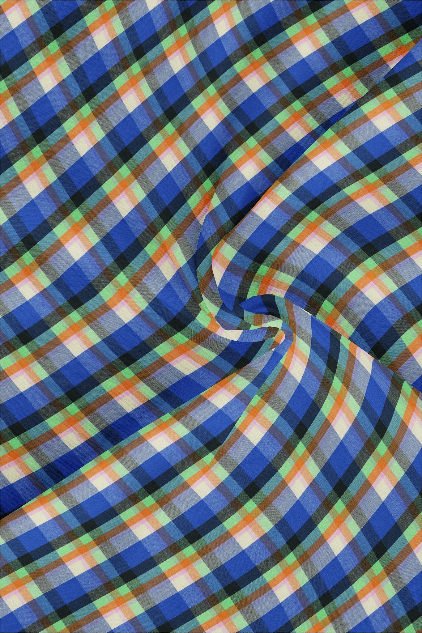 Indigo Blue Celosia Orange and Paradise Green Checks Cotton Shirt