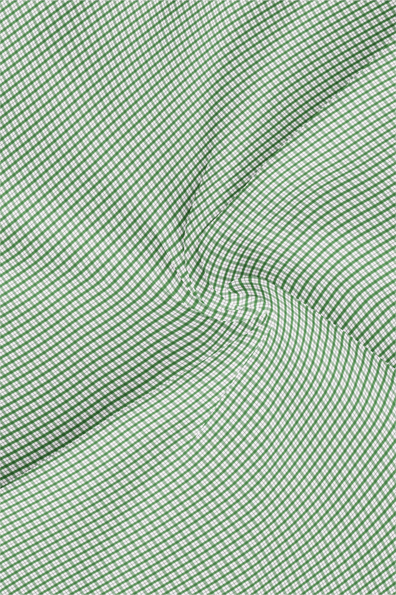 White and Kelly Green Checks Cotton Shirt