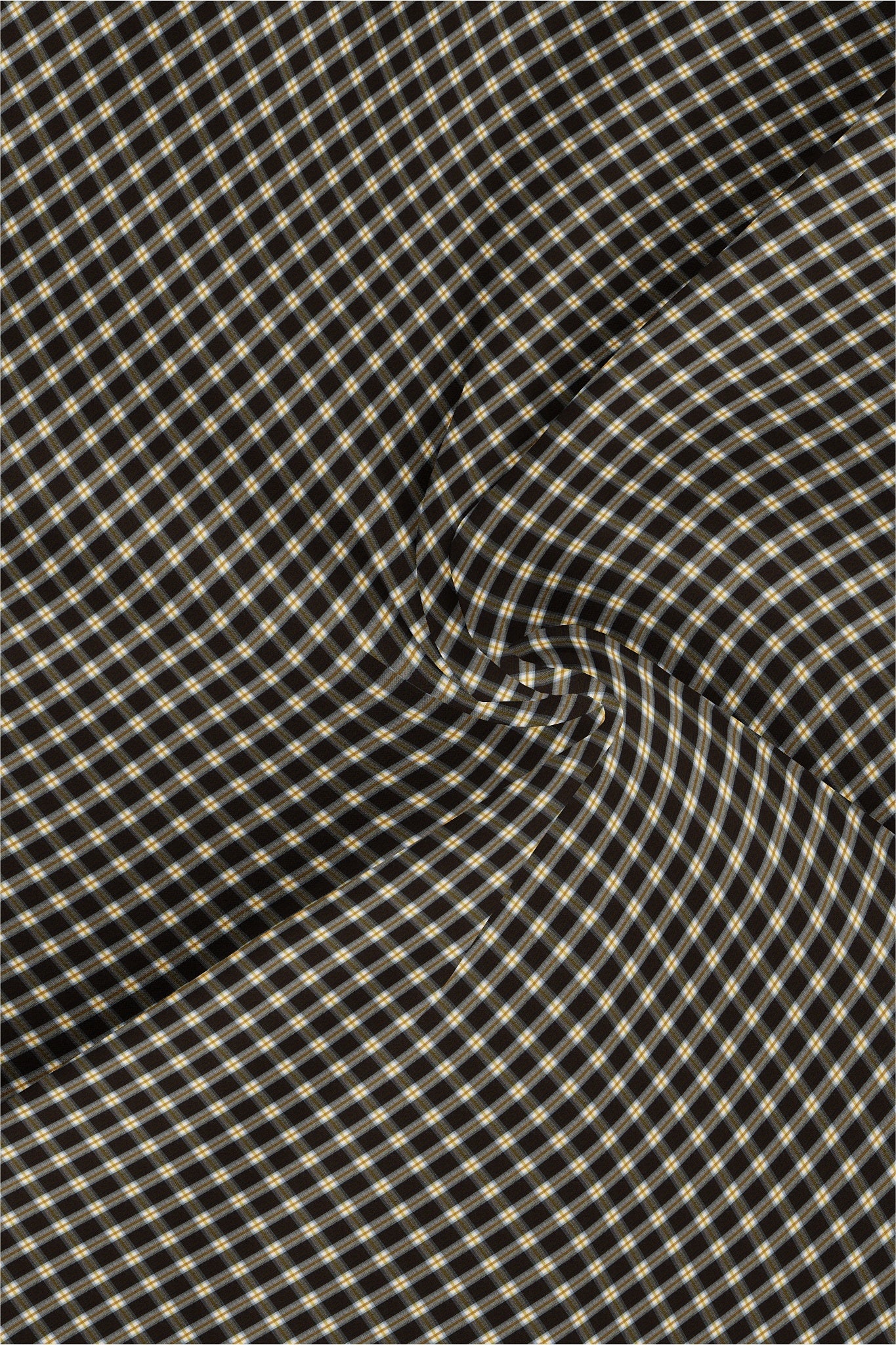 Chocolate Brown with White and Golden Brown Gingham Checks Cotton Shirt