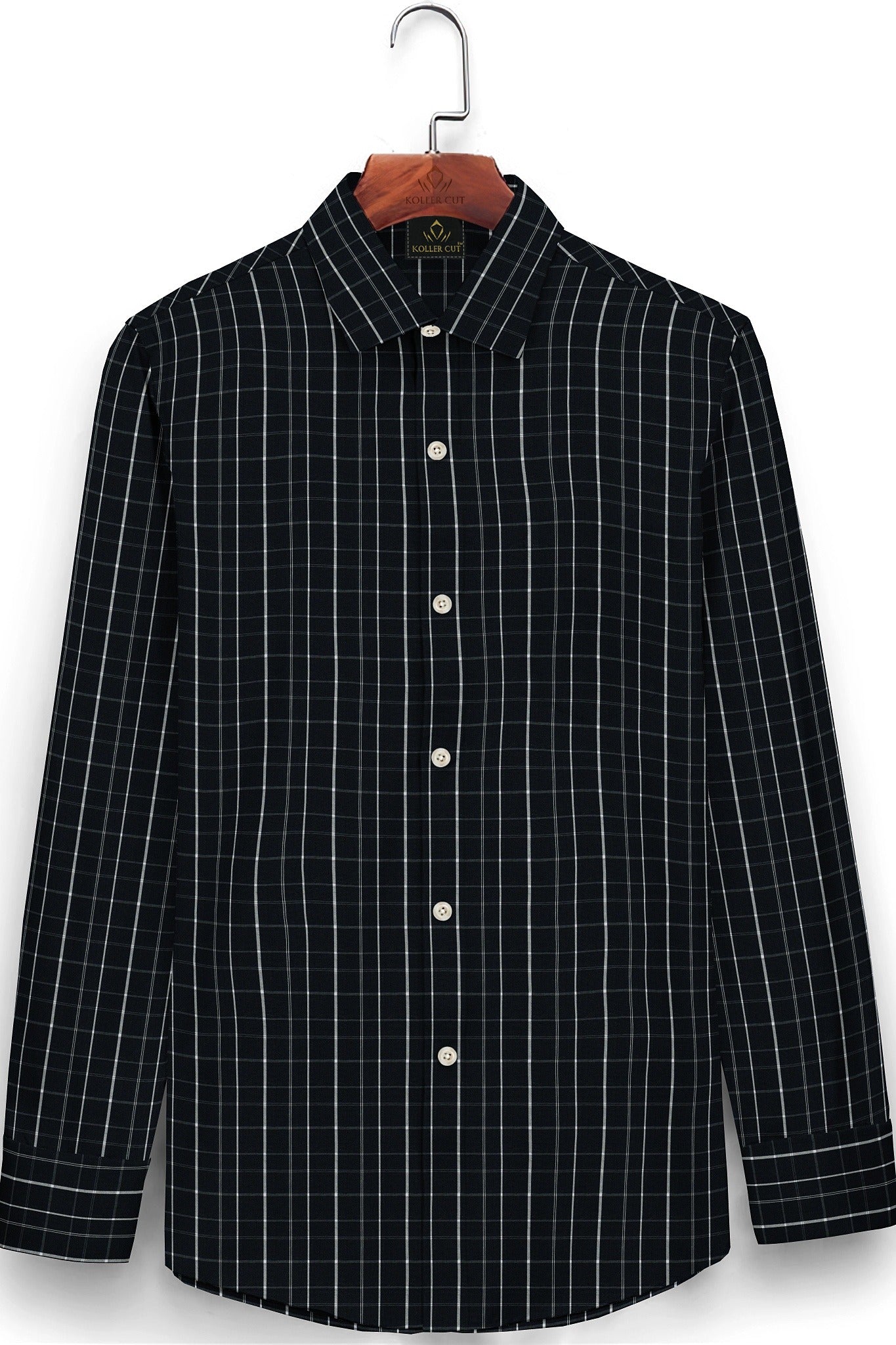 Anthracite Black and White Checks Cotton Shirt