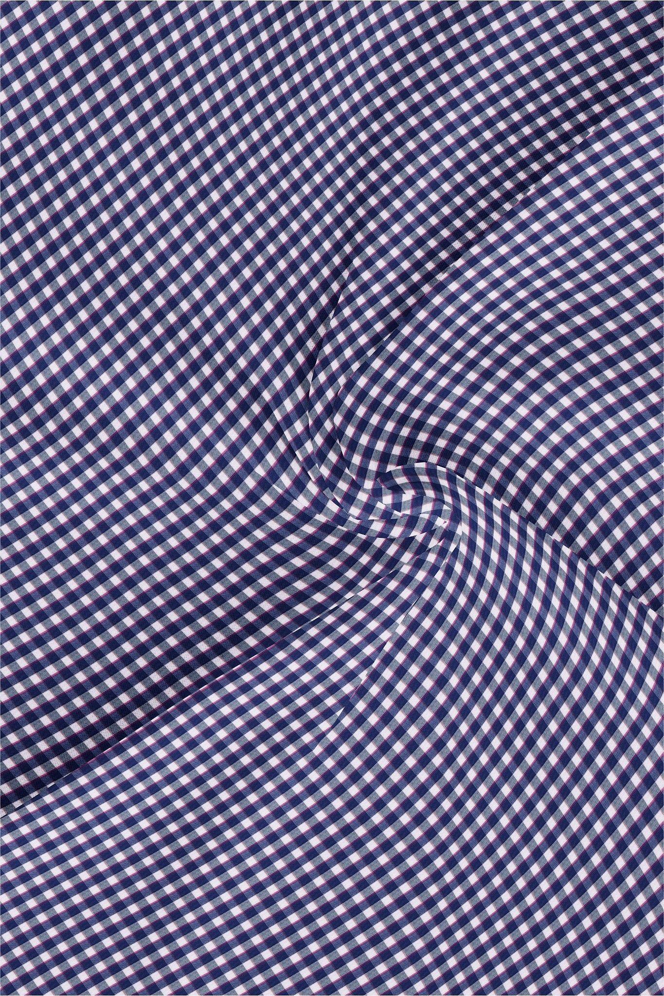Clematis Blue with White and Magenta Pink Gingham Checks Cotton Shirt