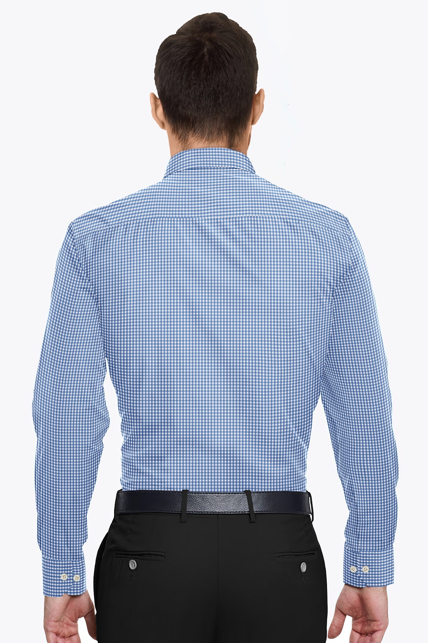 White and Carolina Blue Gingham Checks Cotton Shirt