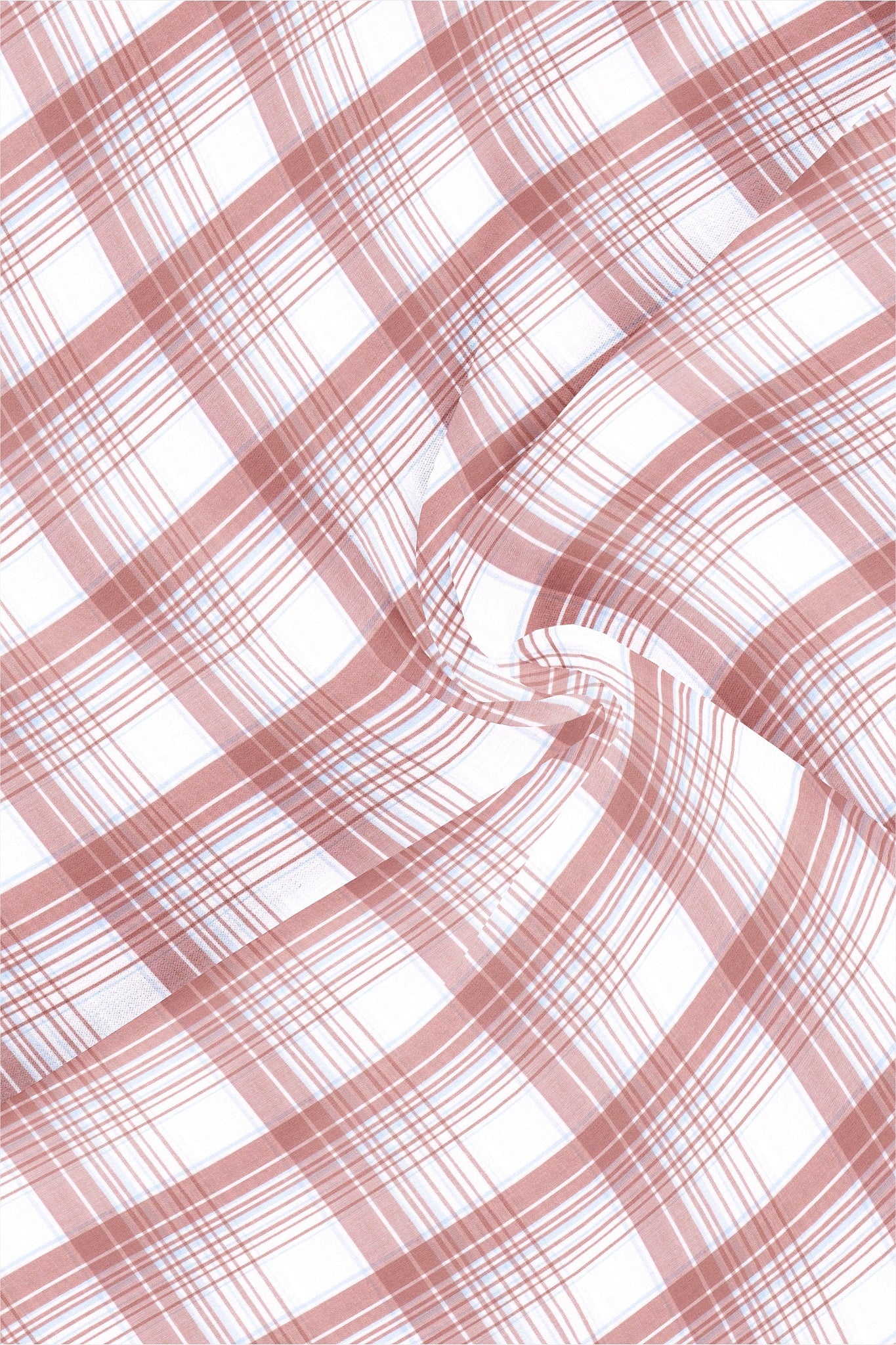 White and Tropical Peach Checks Cotton Shirt
