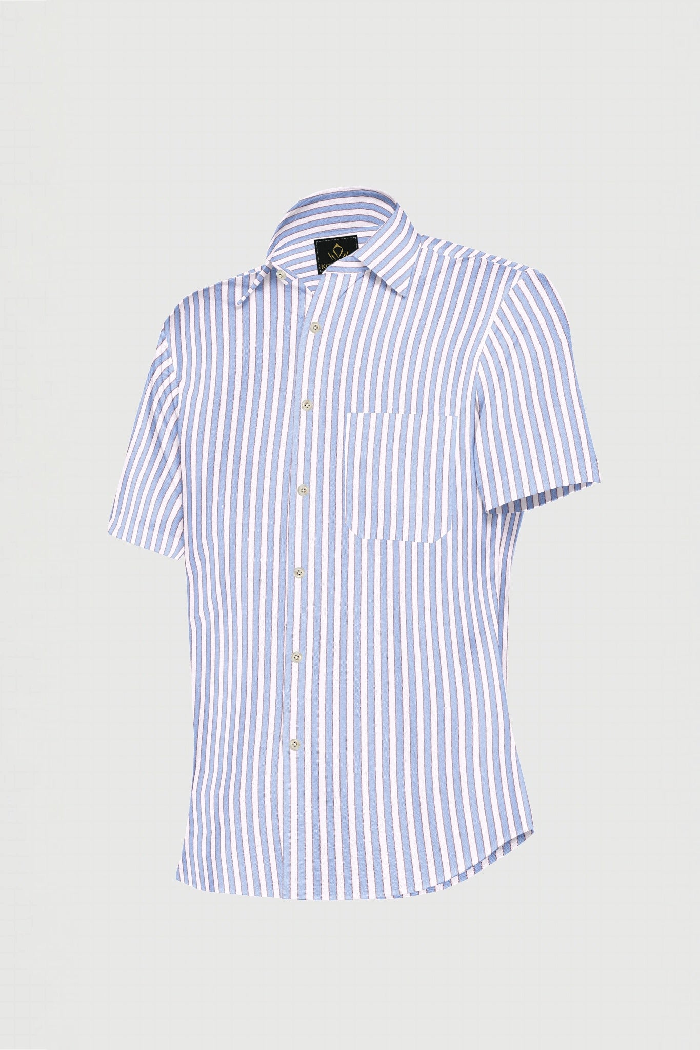 White with Placid Blue and Pompeian Red Oxford Stripes Cotton Shirt