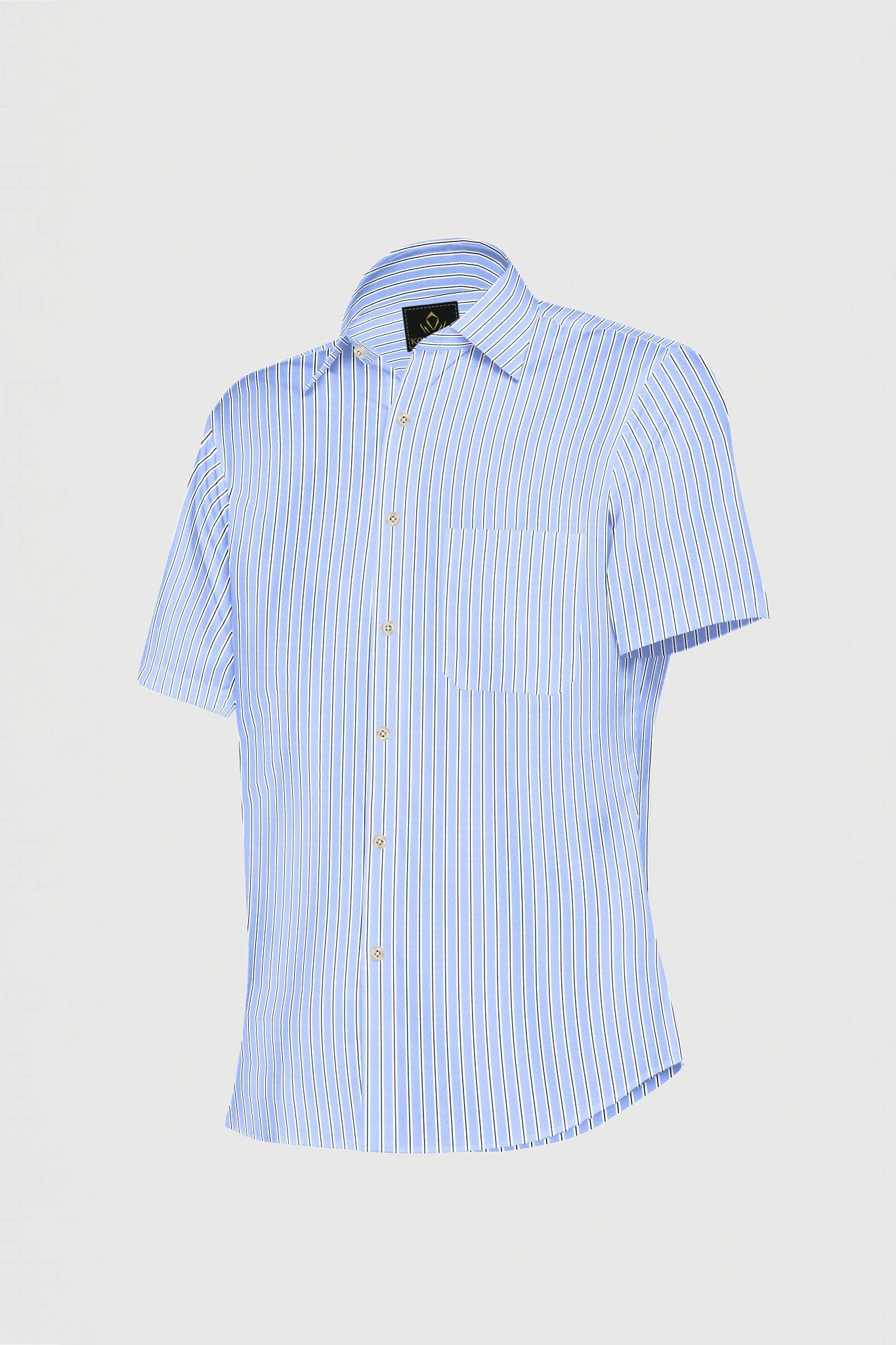 Alaskan Blue with Black and White Stripes Cotton Shirt Plus size Cotton Shirts in Mumbai Bangalore