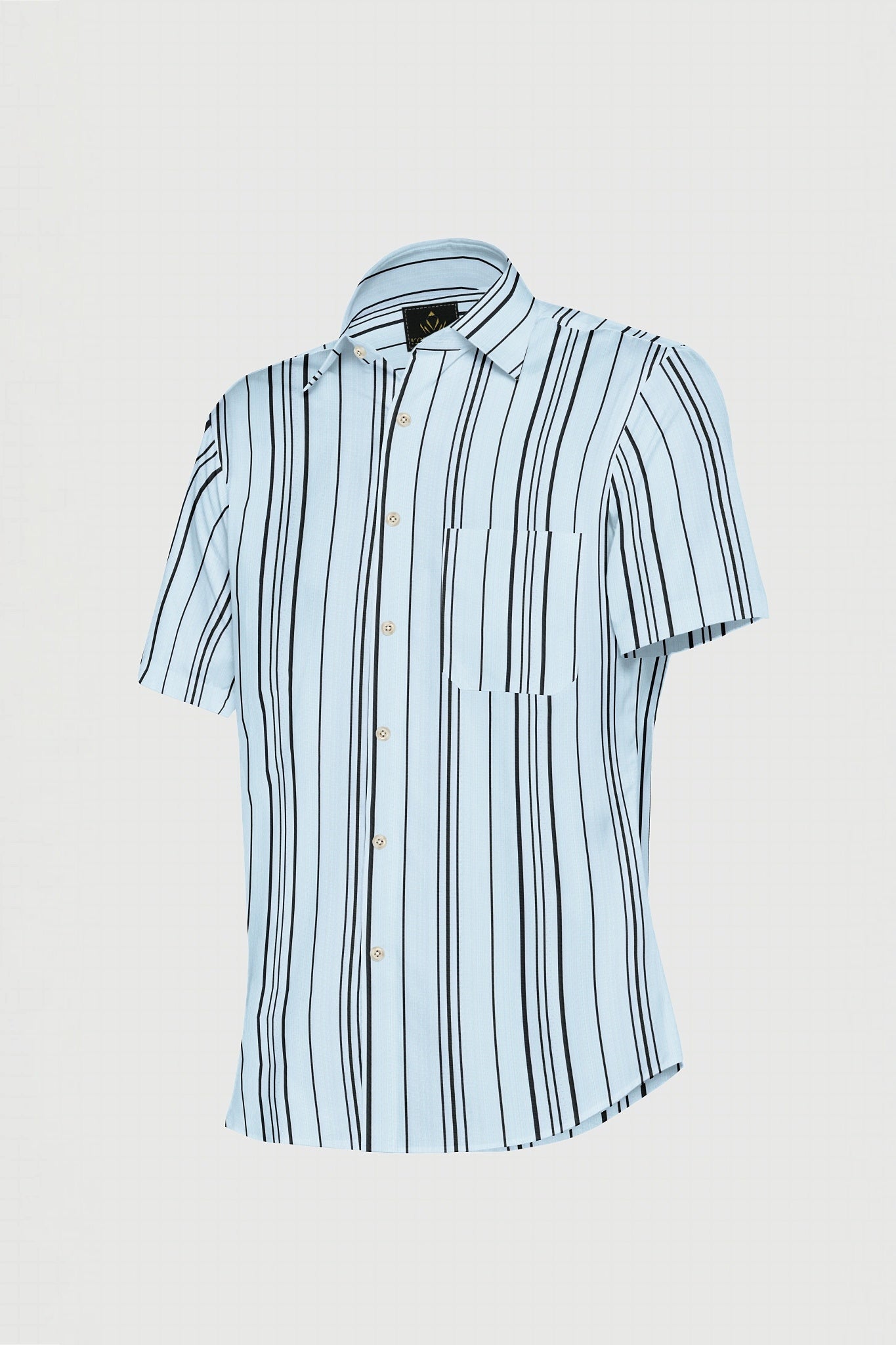 Corydalis Blue and Black Stripes Cotton Shirt