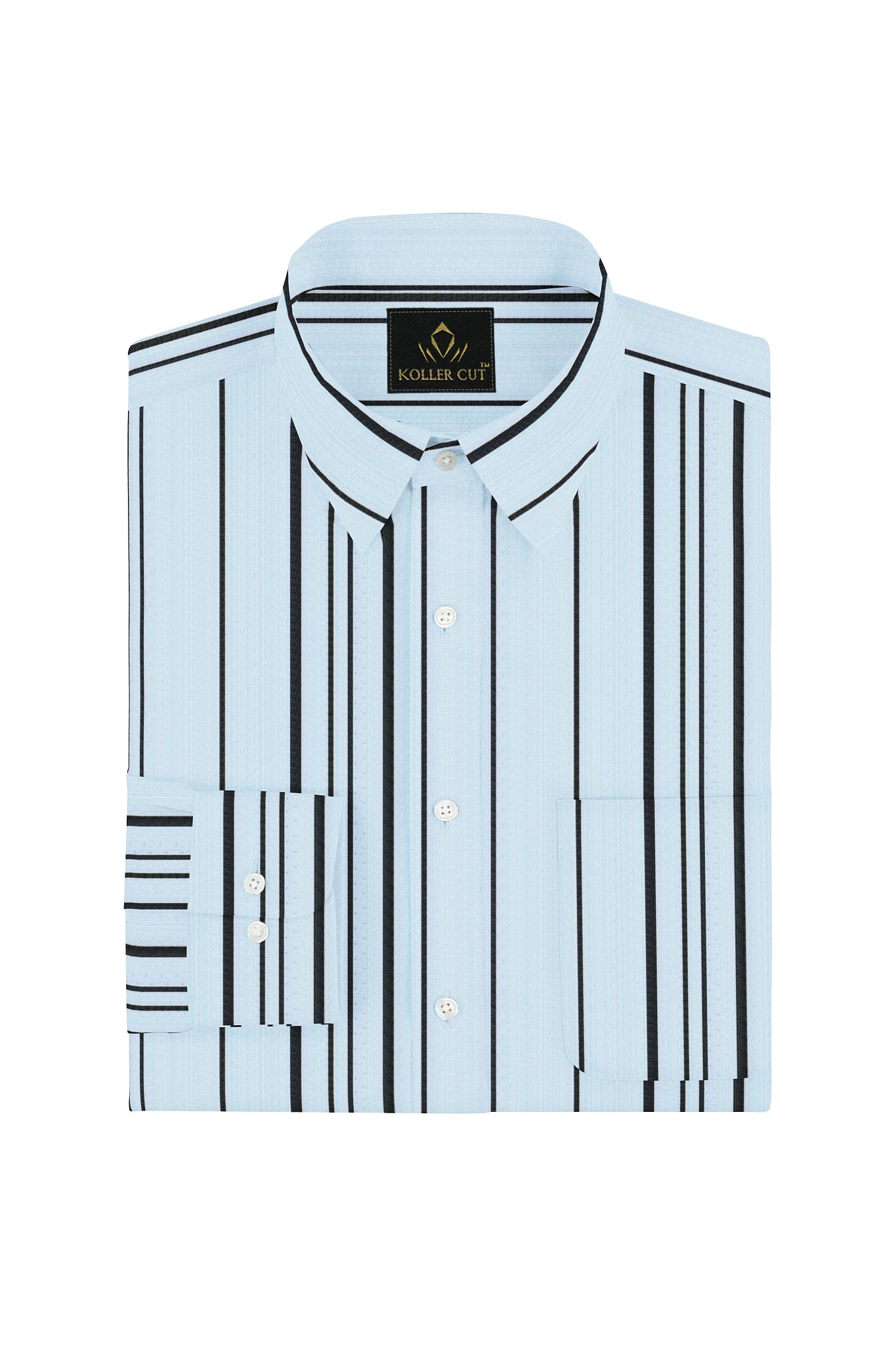 Corydalis Blue and Black Stripes Cotton Shirt