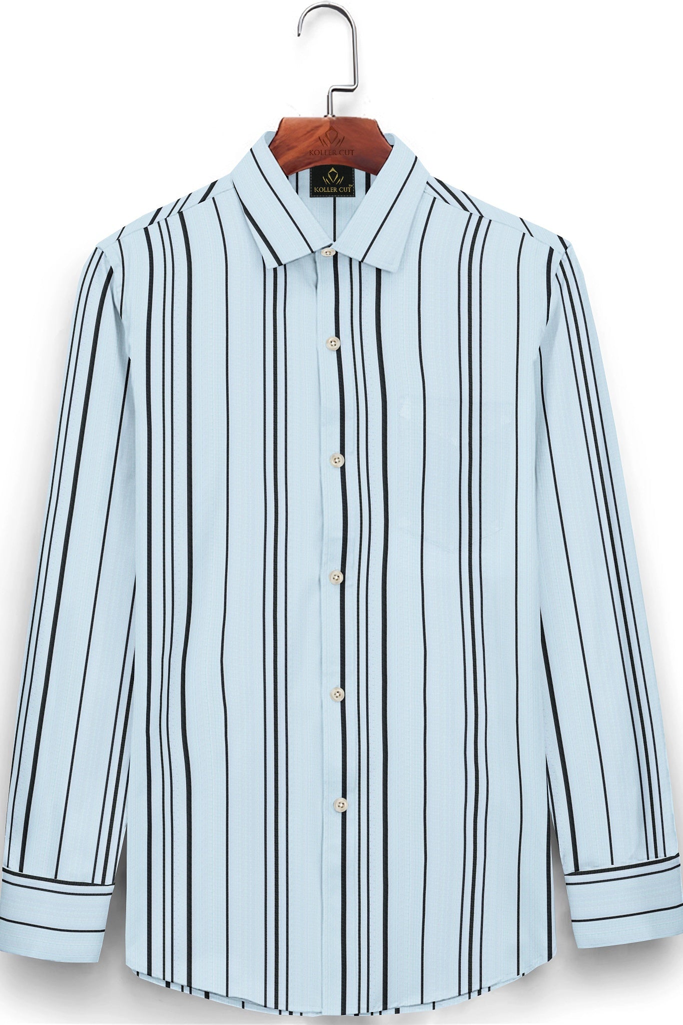 Corydalis Blue and Black Stripes Cotton Shirt