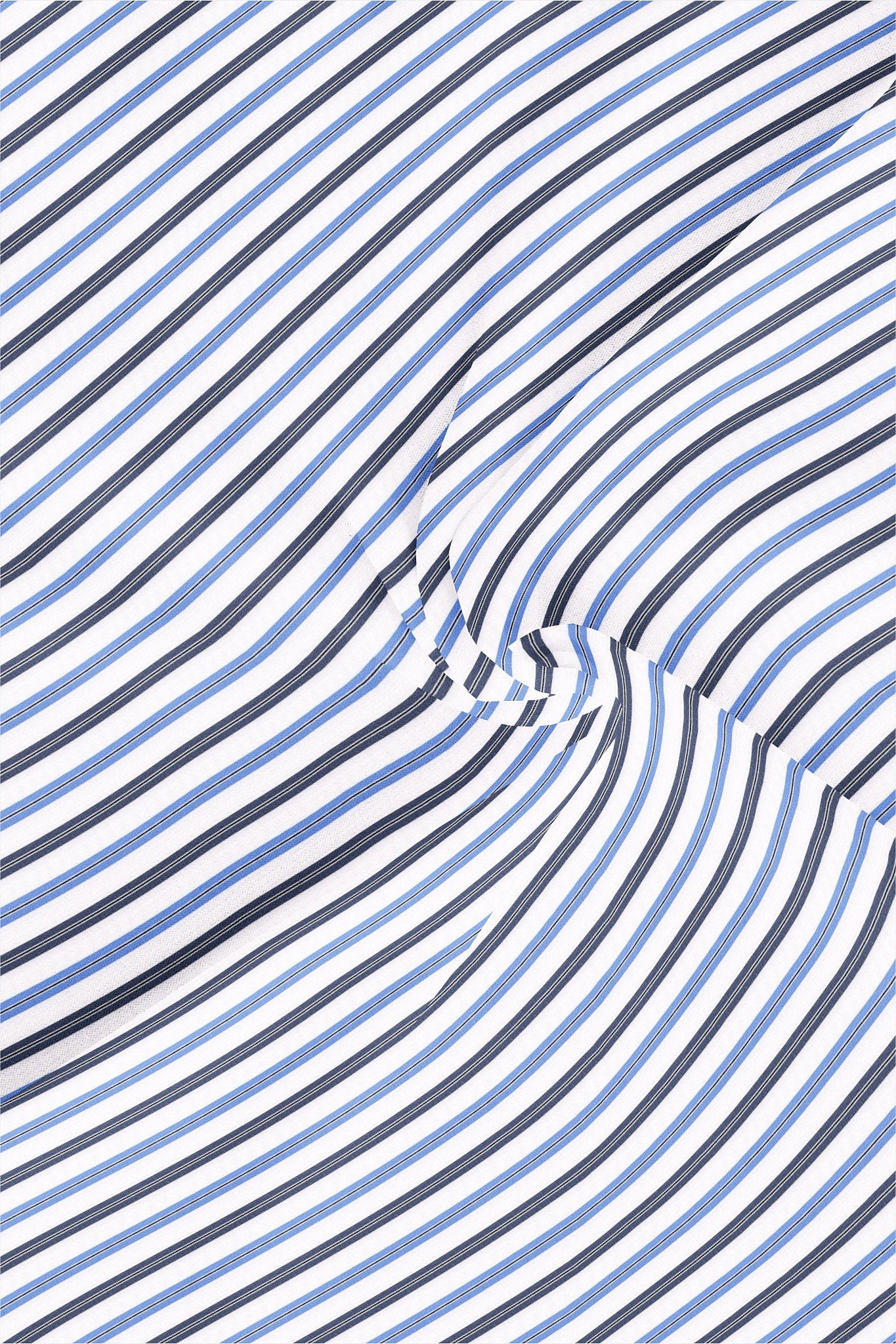 White with Cendre Blue and Colony blue Stripes Cotton Shirt