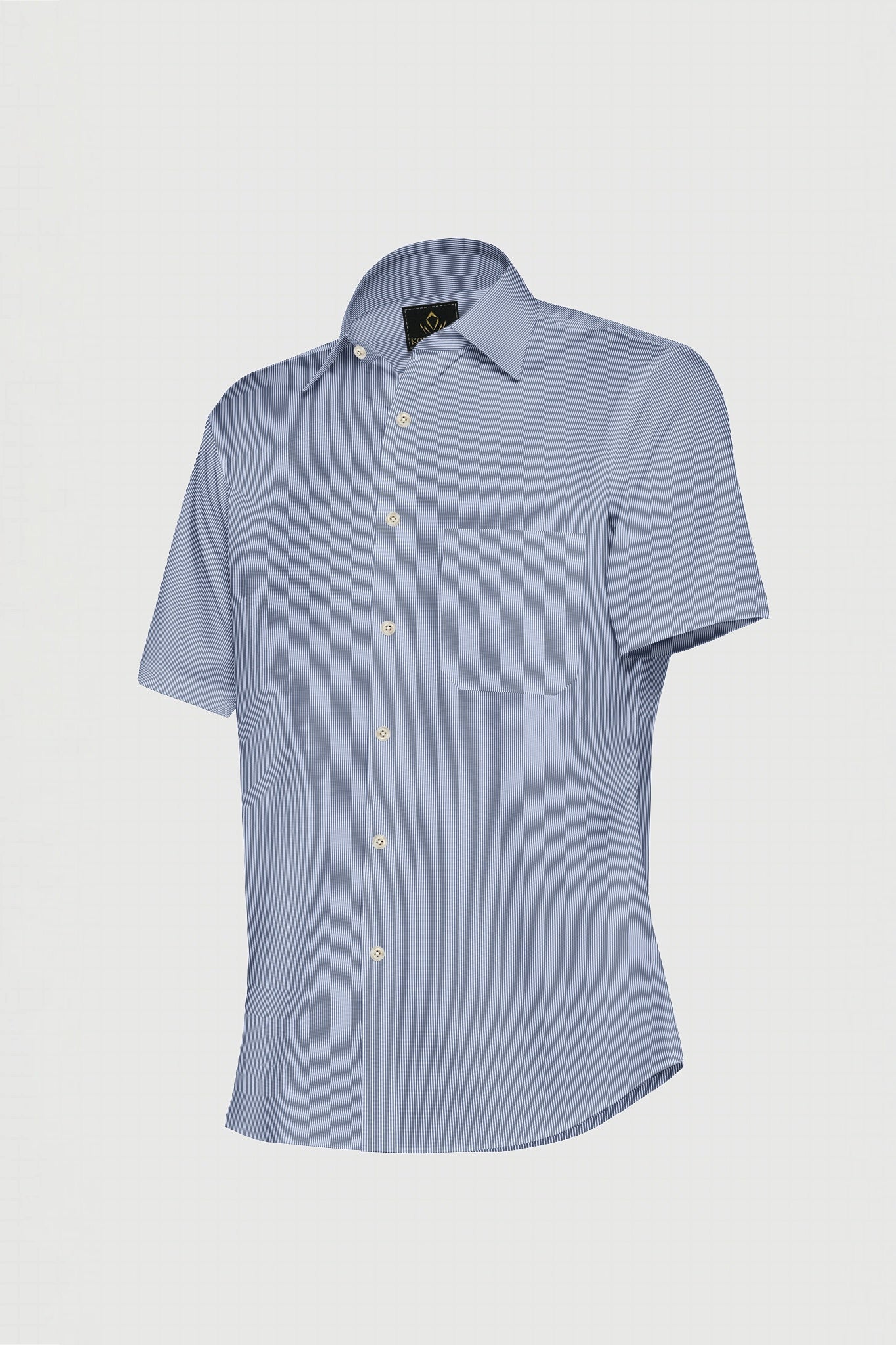 Granite Blue and White Pinstripes Cotton Shirt