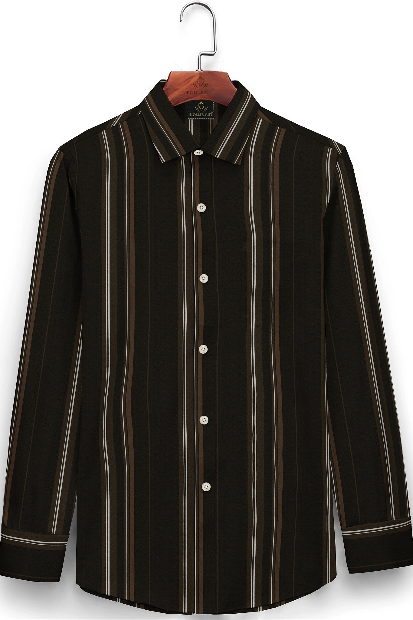 Coffee Brown and Chestnut Brown Stripes Cotton Shirt