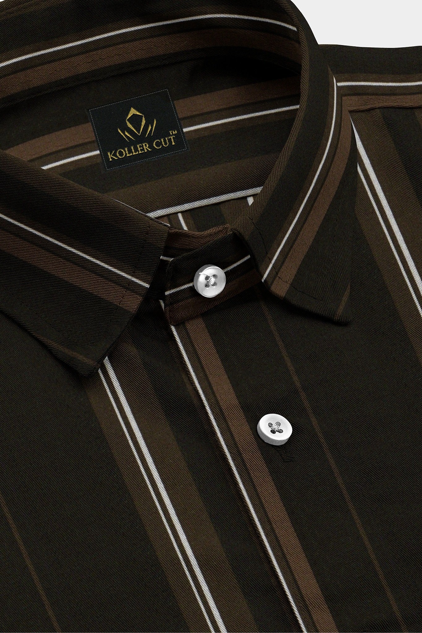 Coffee Brown and Chestnut Brown Stripes Cotton Shirt