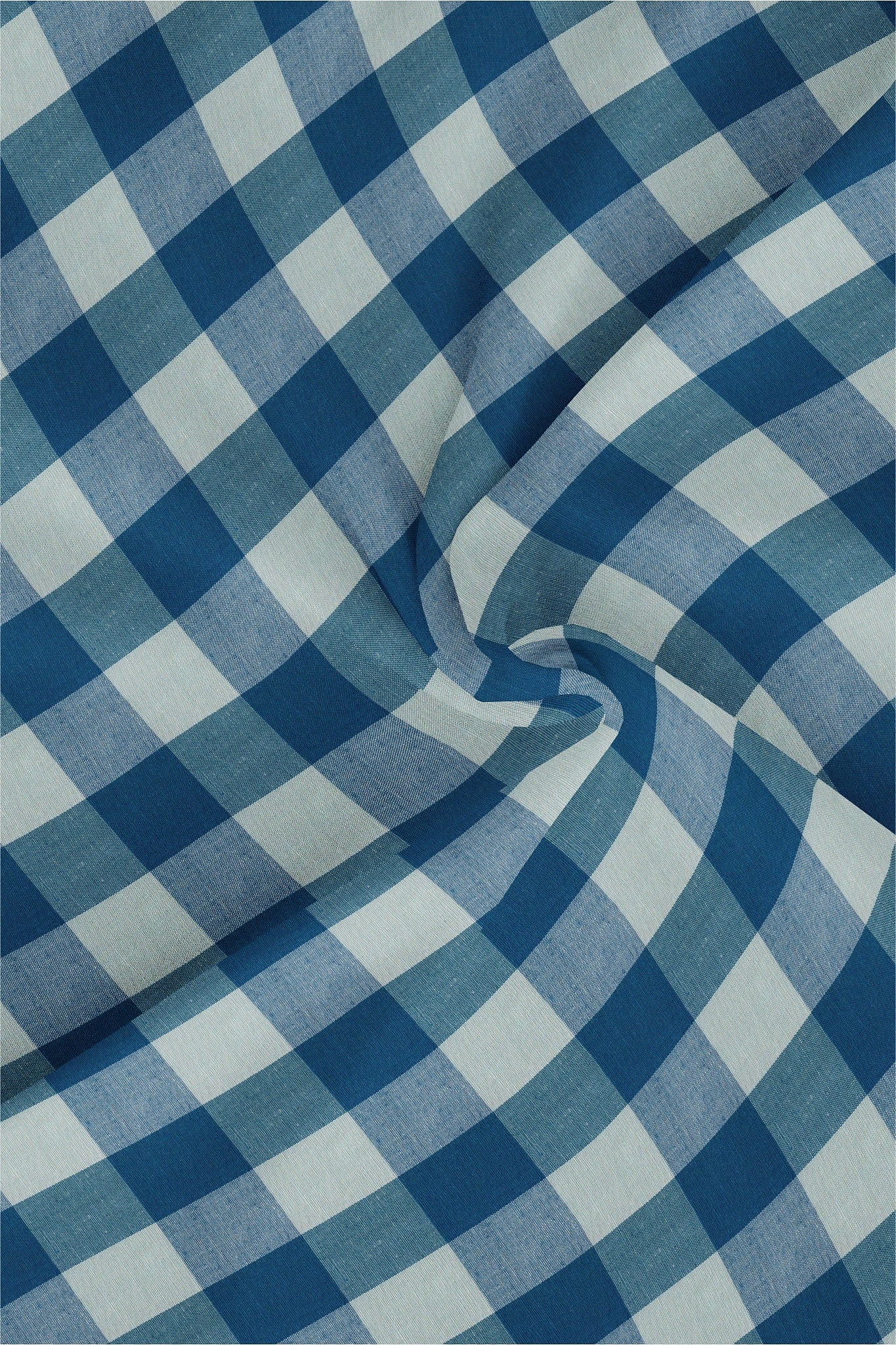 Crystal Teal Blue and Lunar Gray Buffalo Checks Cotton Linen Shirt-Plus Size Cotton Checks shirts in India