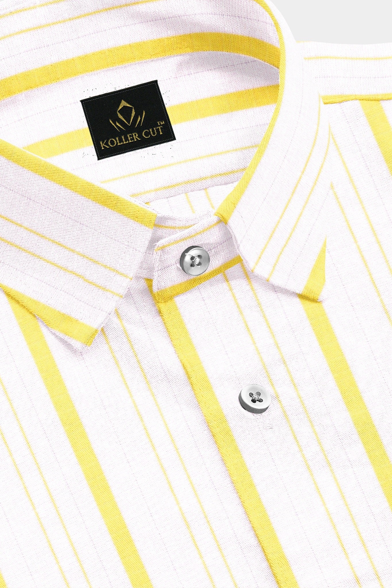 White and Dandelion Yellow Stripes Cotton Linen Shirt Plus size Cotton Linen Shirt in India