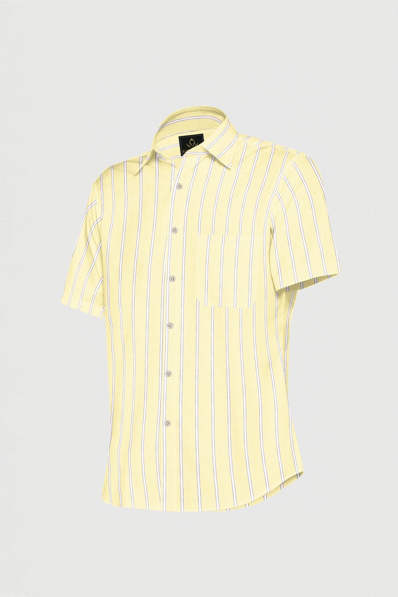 Lemonade Yellow and White Stripes Cotton Shirt- Plus size Cotton Shirts in India