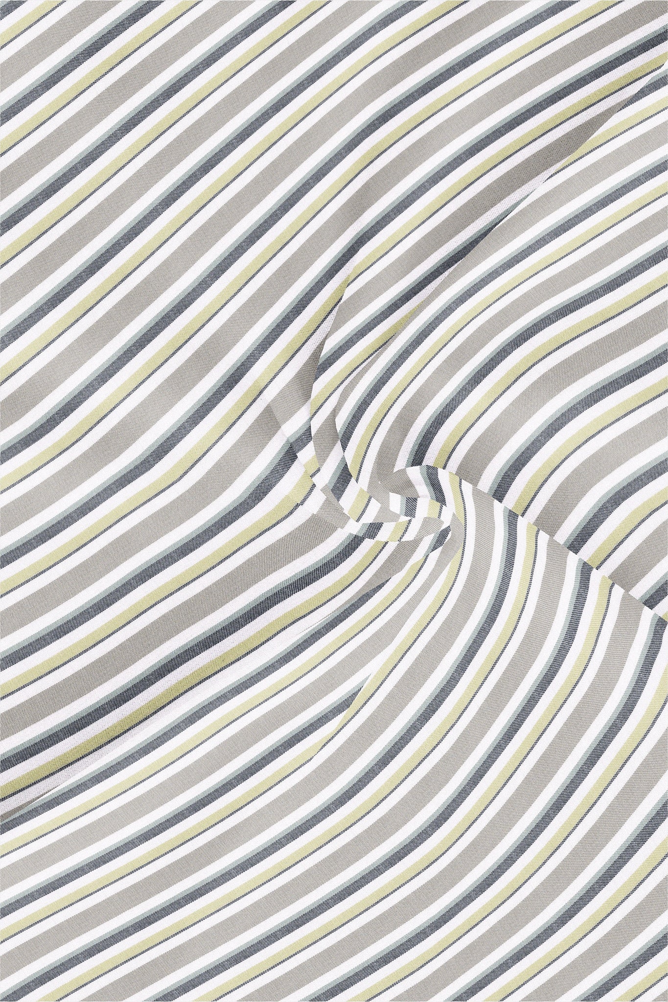 White with Semolina and Lime Yellow Oxford Stripes Cotton Shirt