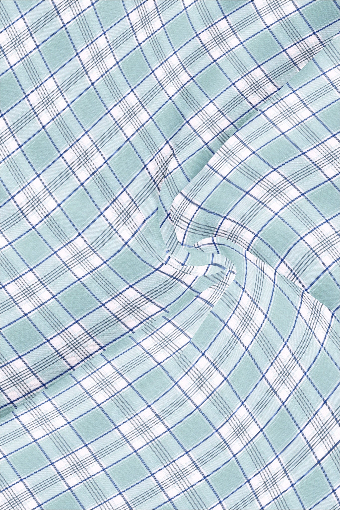 White with Pastel Turquoise Blue and Galaxy Blue Checks Cotton Shirt