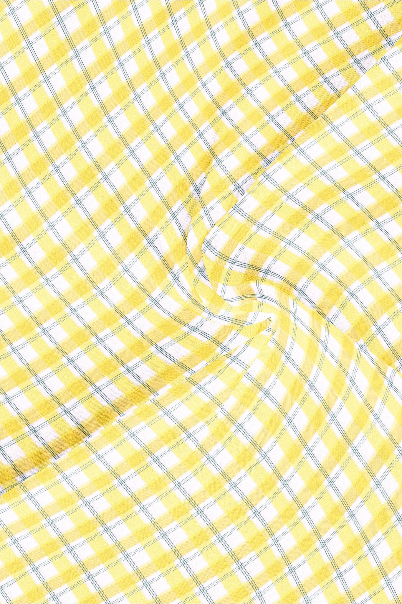 White with Pineapple Yellow and Cadet Blue Checks Cotton Shirt