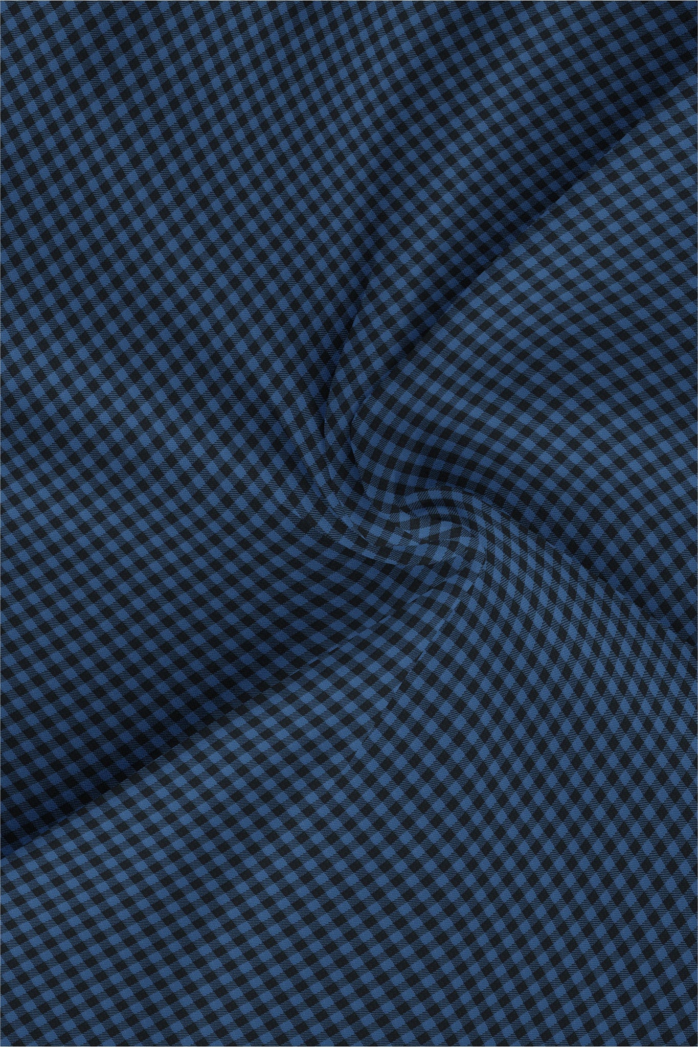 Delft Blue and Black Gingham Checks Cotton Shirt