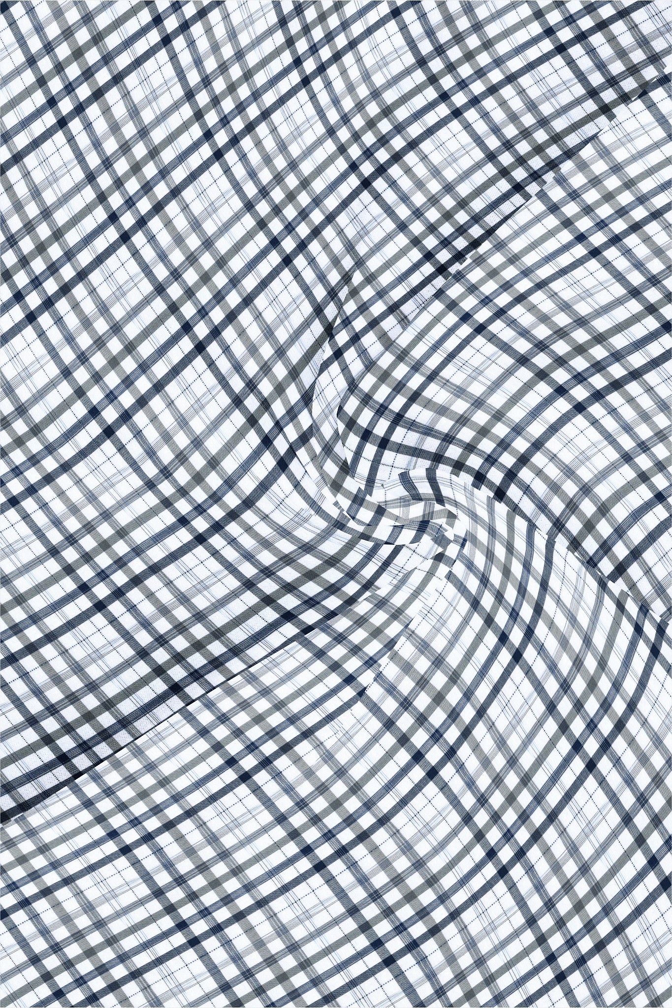 White with Estate Blue and Black Checks Cotton Shirt
