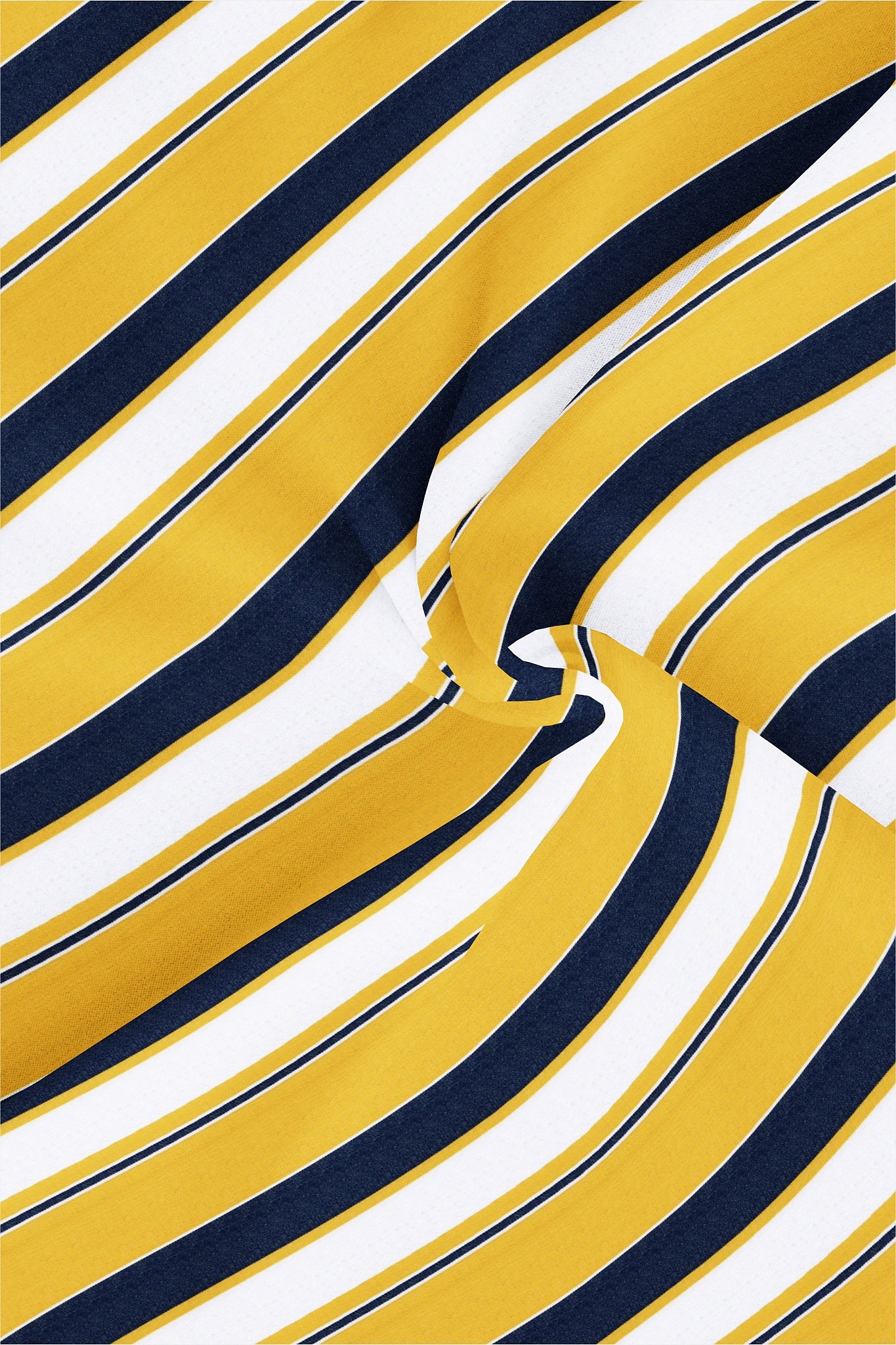 Celandine Yellow with Medieval Blue and White Stripes Cotton Shirt