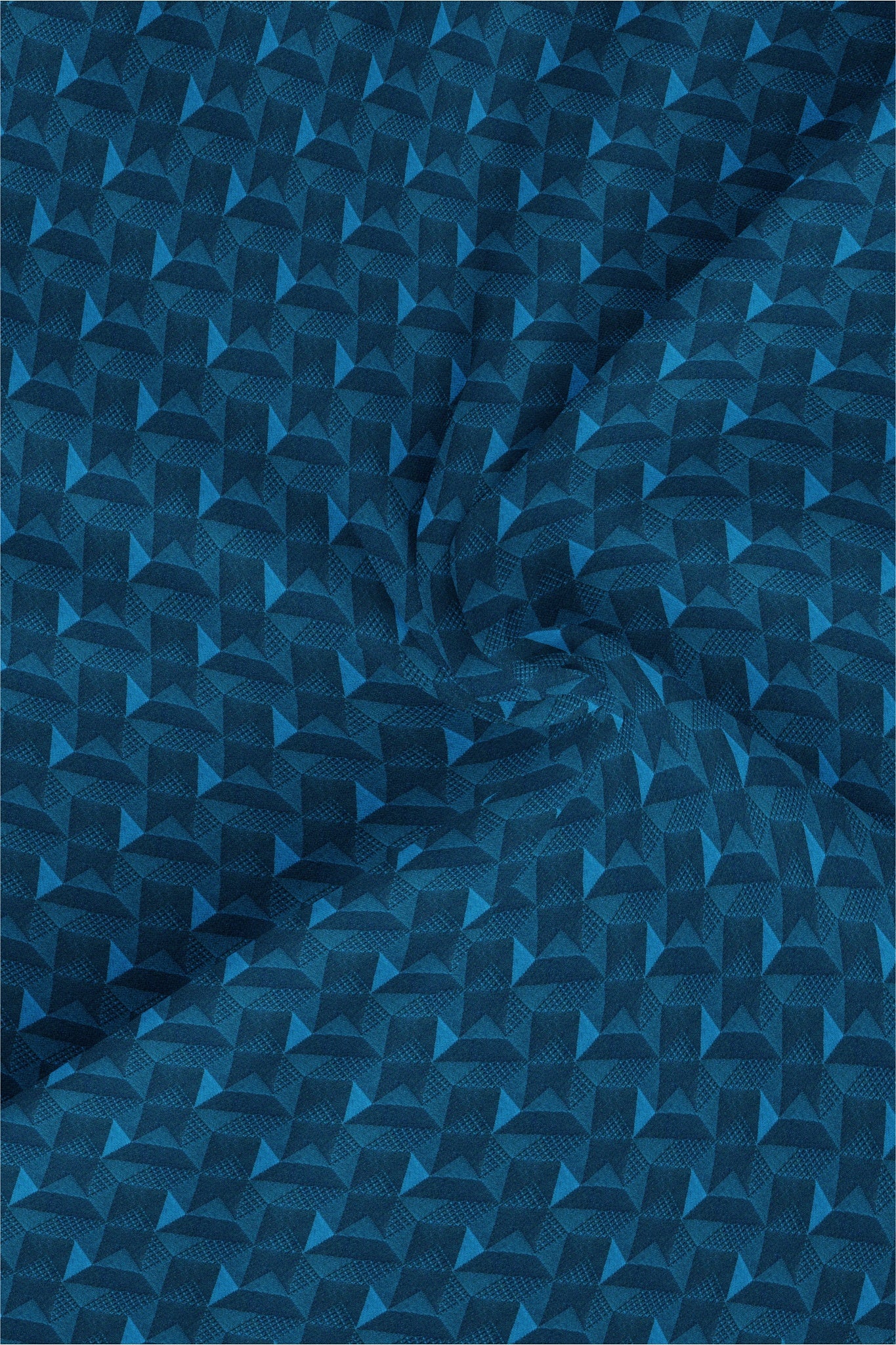Teal Blue and Nebula Blue Jacquard Extruded Triangle Printed Premium Cotton Shirt