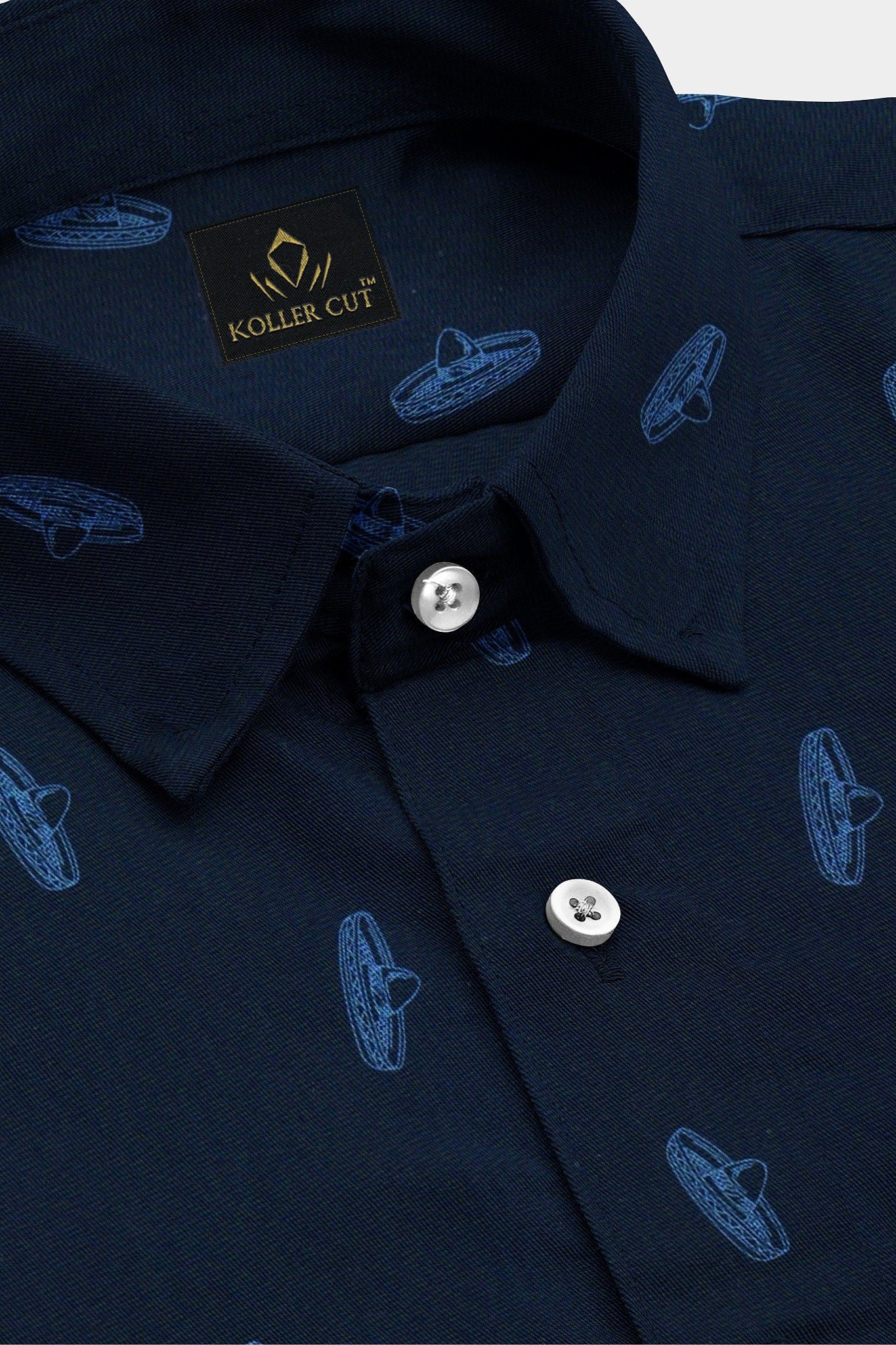 Moonlit Blue and Nebulas Blue UFO Printed Cotton Shirt