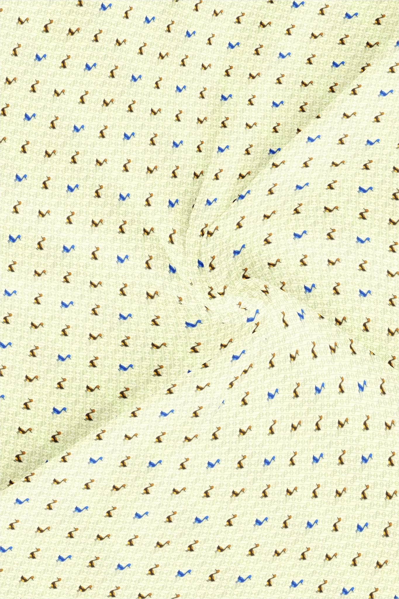 Vanilla with Lapis Blue and Tiger Orange Duck Printed Egyptian Giza Cotton Shirt