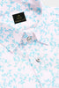White and Turquoise Blue Pecan Leaf Printed Cotton Shirt