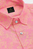 Salmon Rose Pink and Mustard Yellow Nigella Flower Printed Cotton Shirt