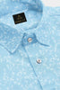 Aquarius Blue and White Nigella Flower Printed Cotton Shirt