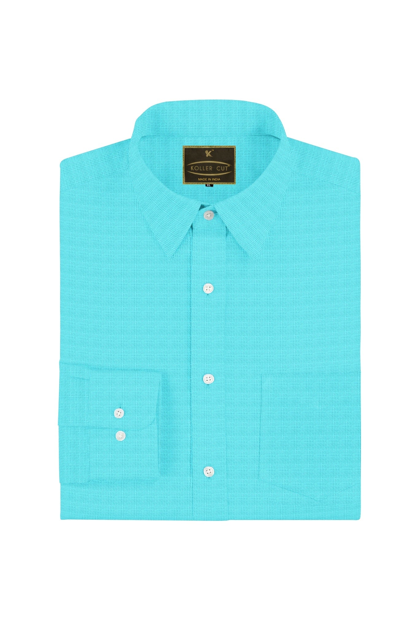 Cyan Blue Men's Cotton Linen Shirt