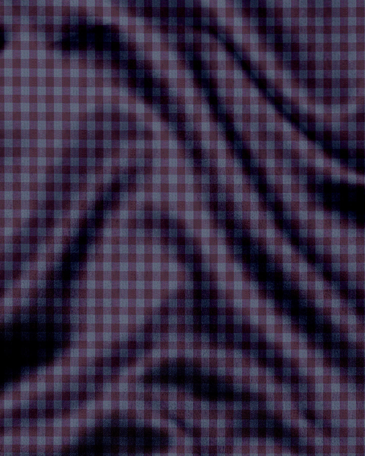 Prune Purple and Plum Grey Gingham Checks Cotton Shirt