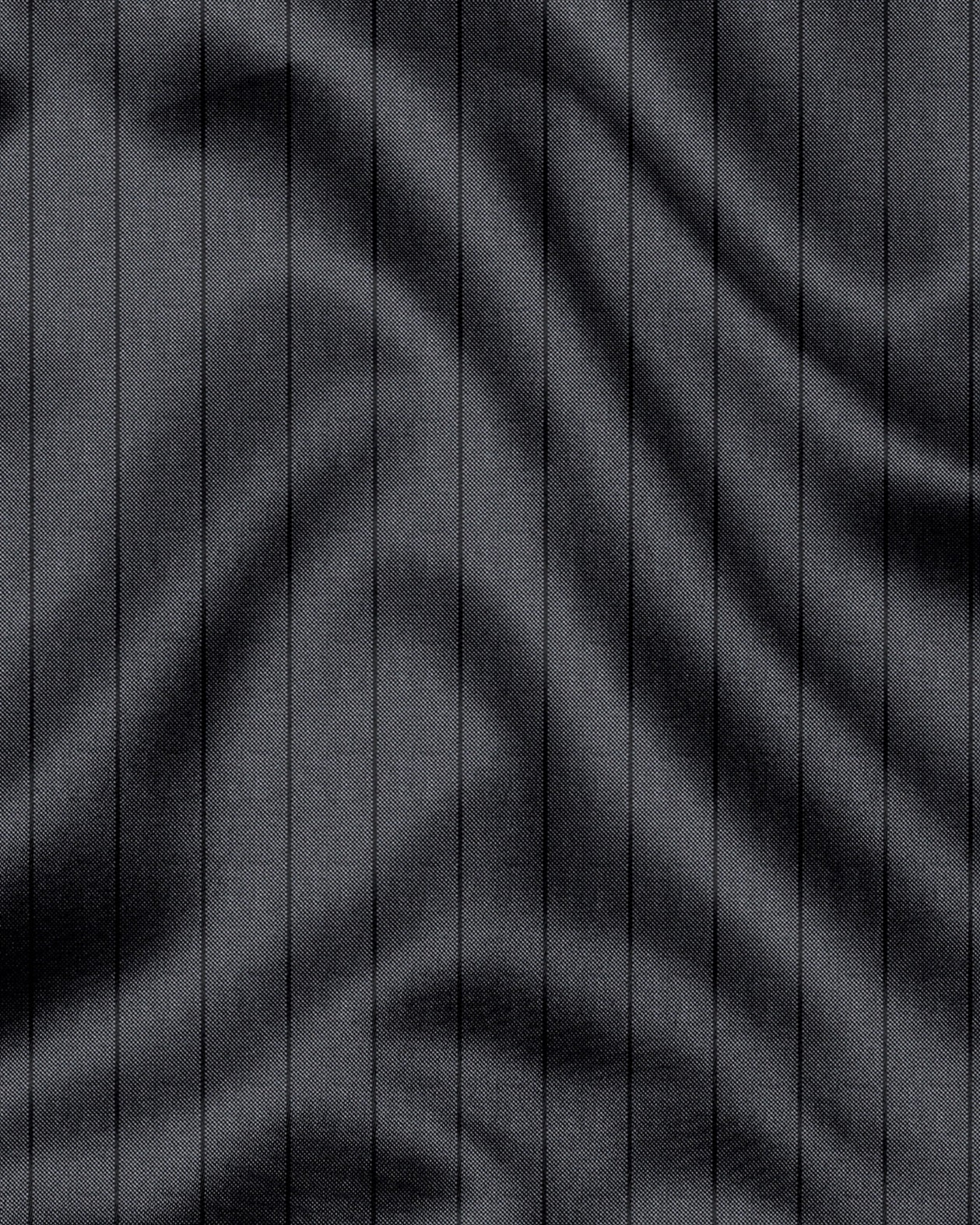 Shale Gray and Raven Black Pinstripes Oxford Cotton Shirt