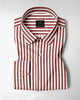 White and Russet Brown Chalk Stripes Cotton Shirt