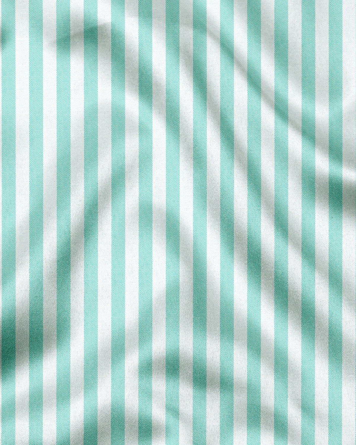 White and Turquoise Green Stripes Oxford Cotton Shirt