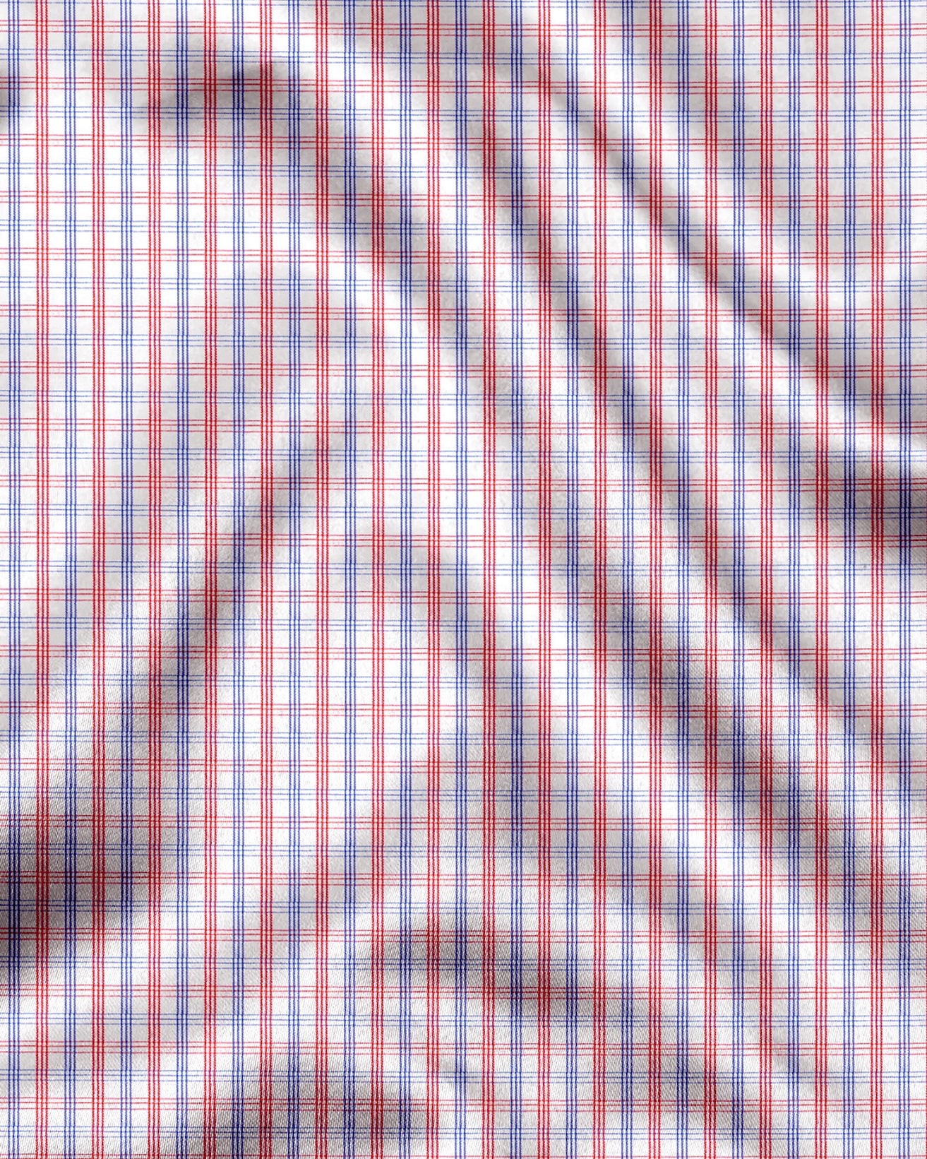 White with Rooibos Red and Lichen Blue Checks Cotton Shirt