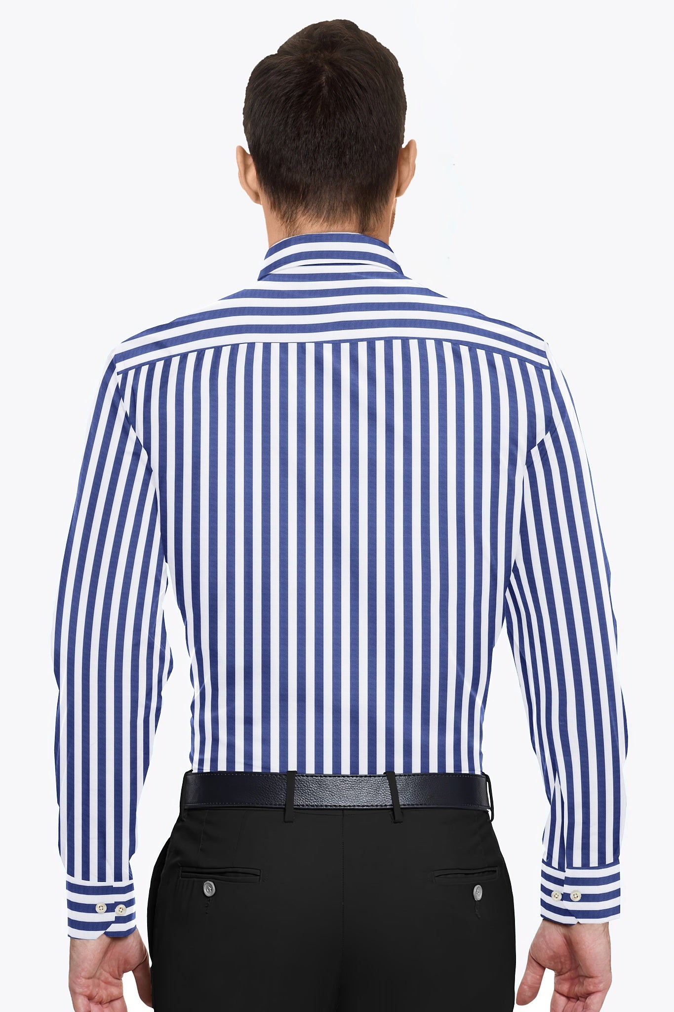 White and Clematis Blue Oxford Stripes Cotton Shirt