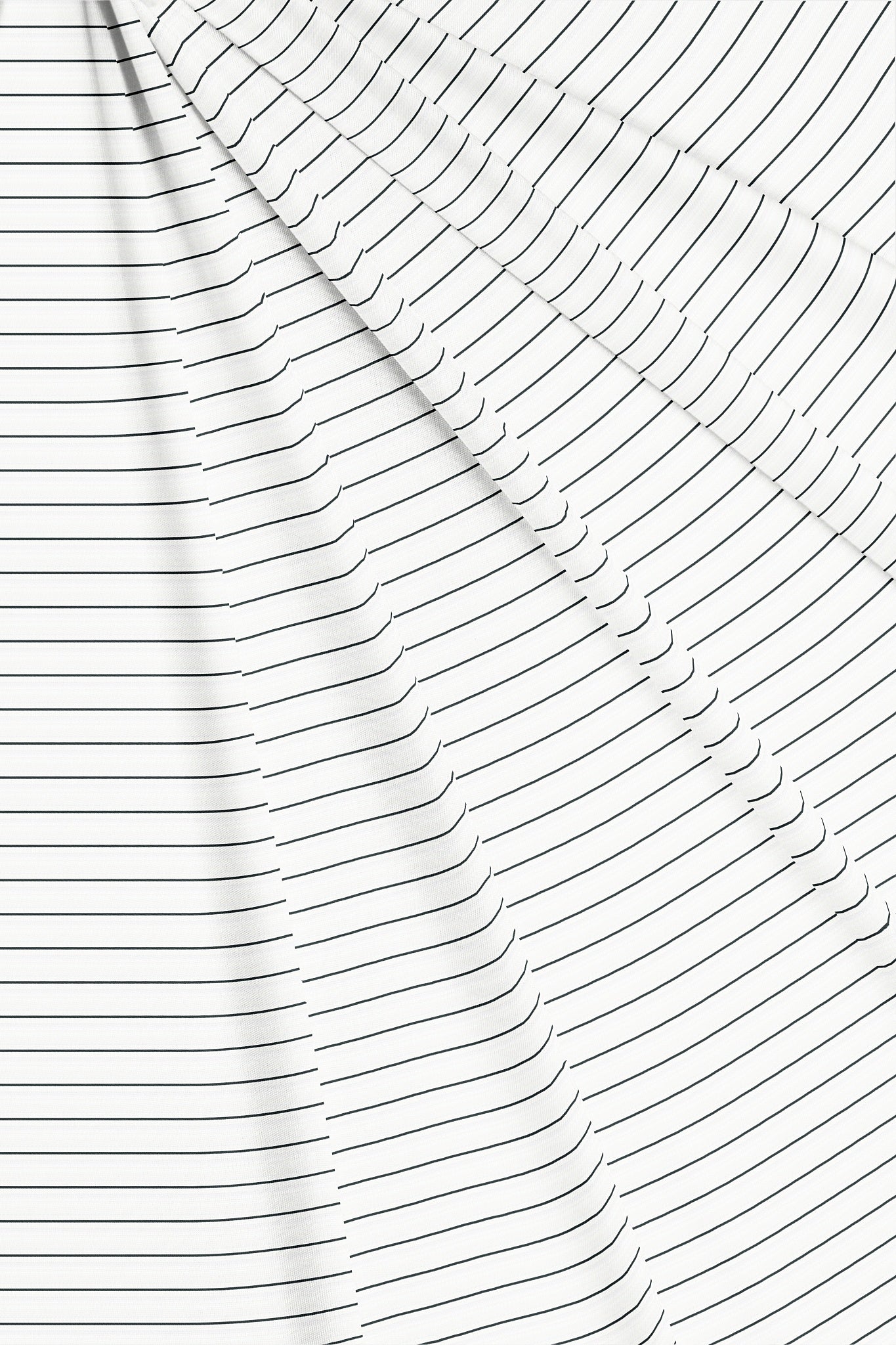 White with Ink black Wide Pinstriped and Monstera Leaves Magic Printed Cotton Shirt