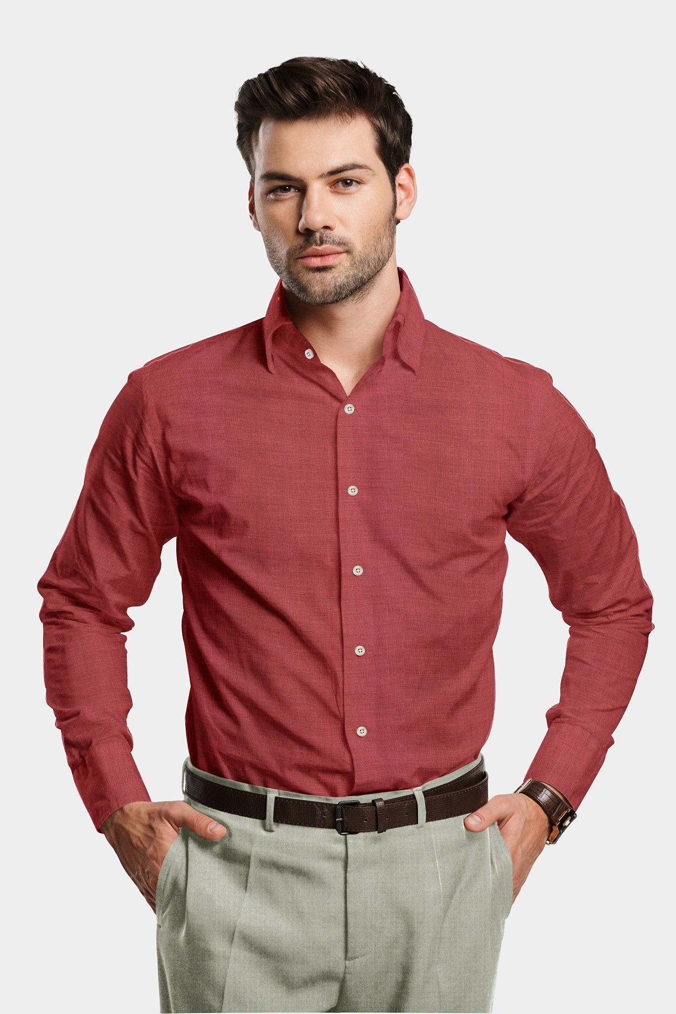 Raspberry Red Luxurious Linen Shirt