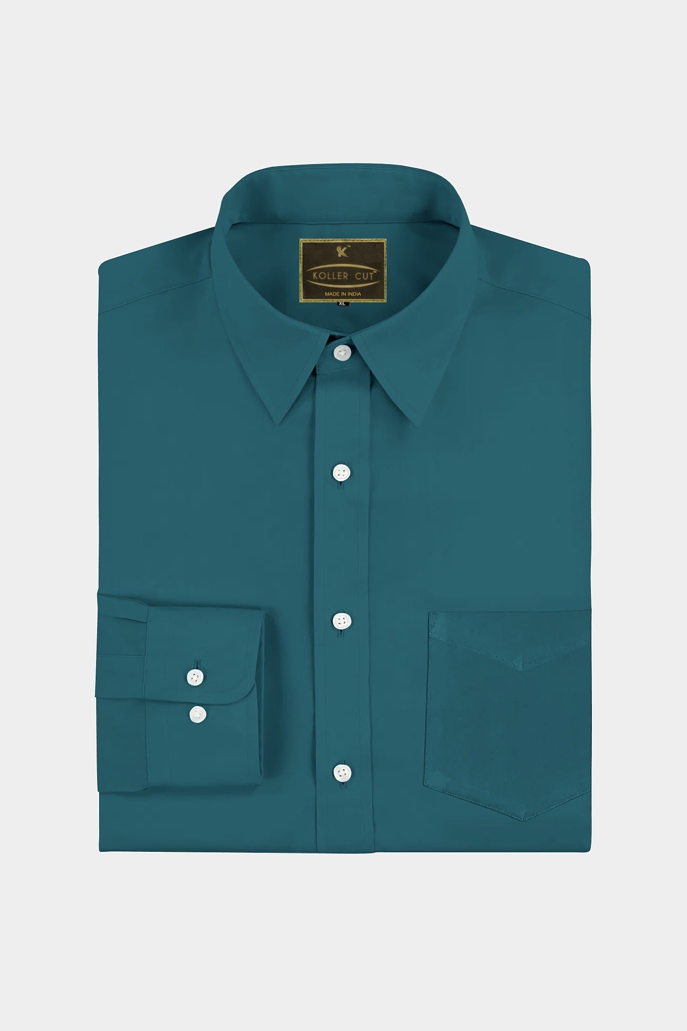 Teal Blue Giza Cotton Shirt - Plus Size Shirts for Men in Delhi