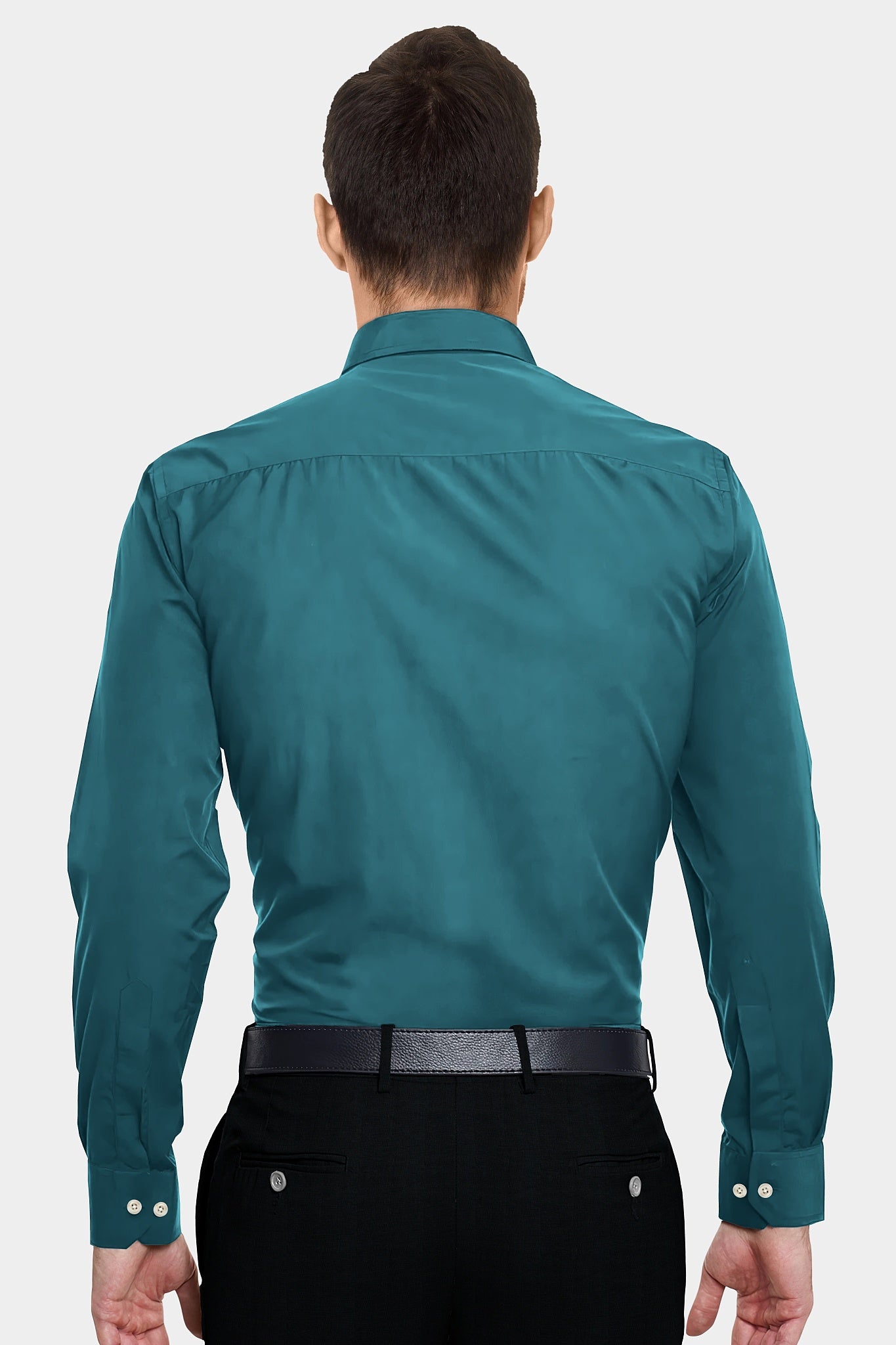 Teal Blue Giza Cotton Shirt - Plus Size Shirts for Men in Delhi