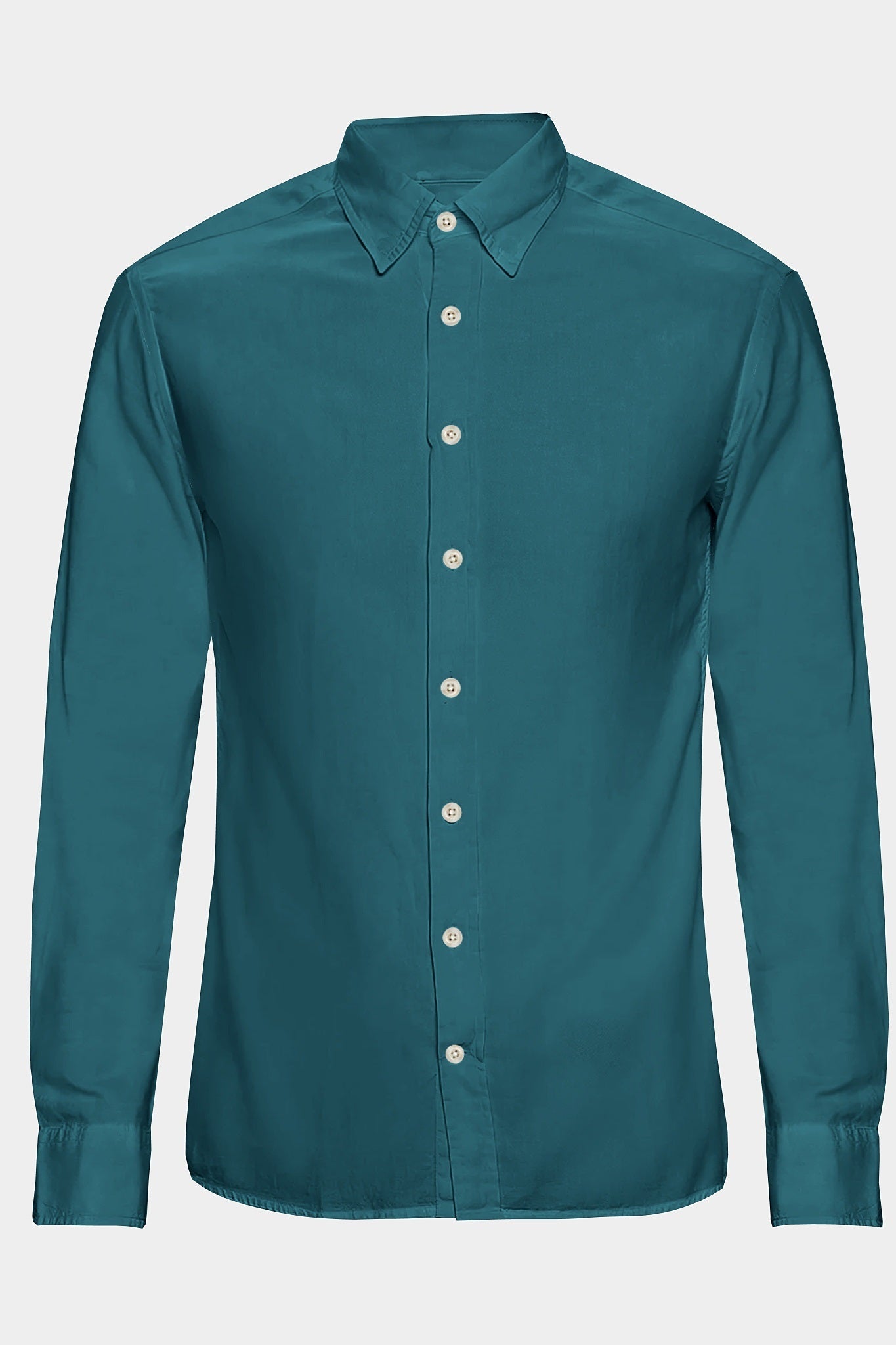 Teal Blue Giza Cotton Shirt - Plus Size Shirts for Men in Delhi