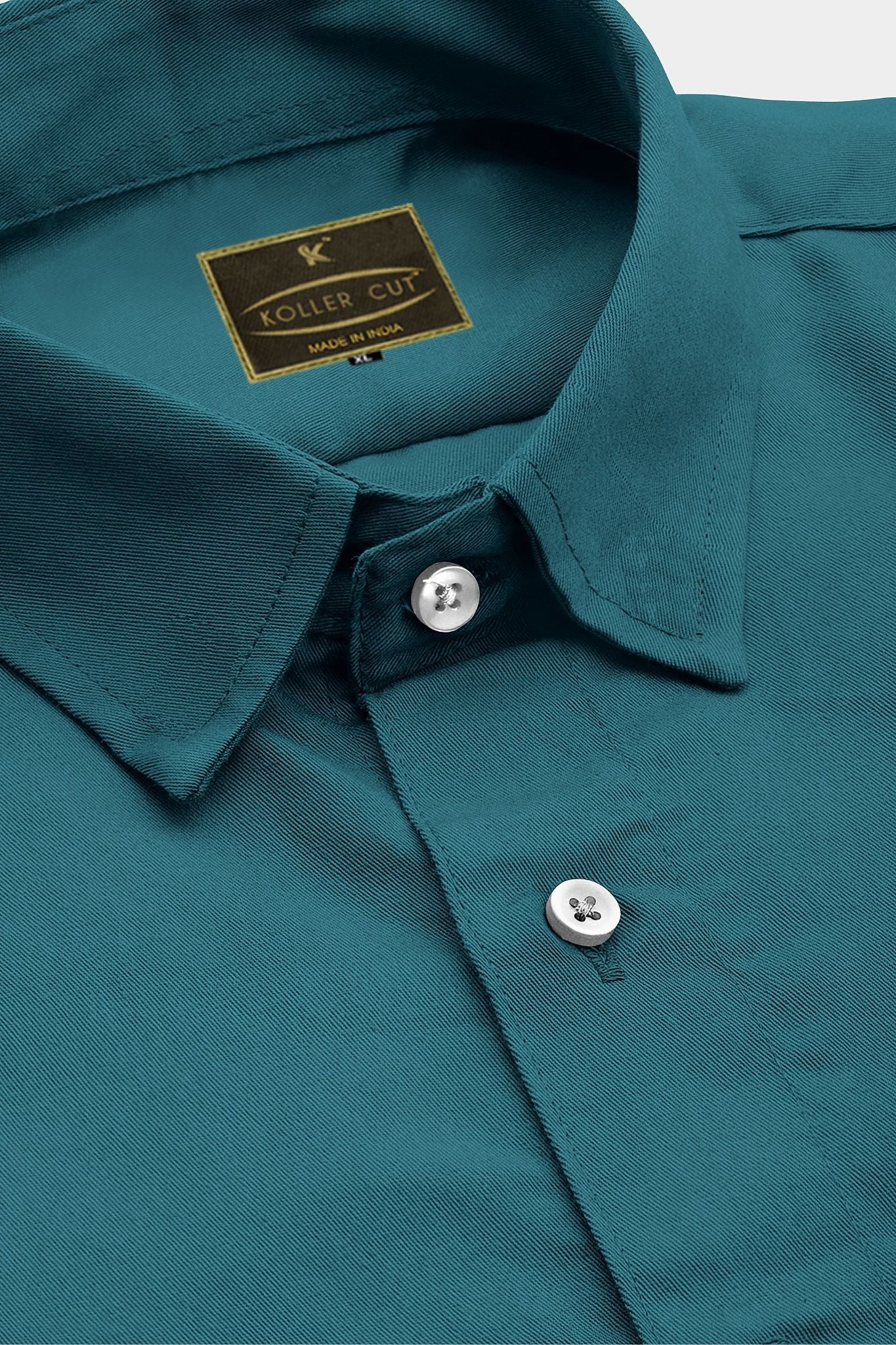 Teal Blue Giza Cotton Shirt - Plus Size Shirts for Men in Delhi