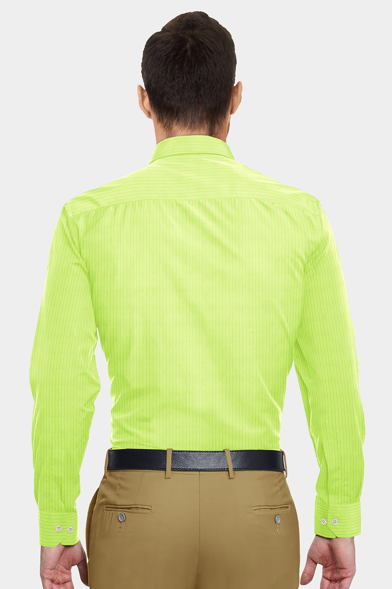 Lime Green and Parrot Green Pinstripes Cotton Shirt