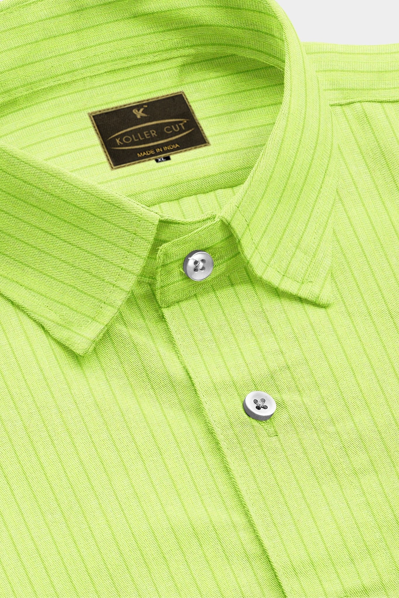 Lime Green and Parrot Green Pinstripes Cotton Shirt